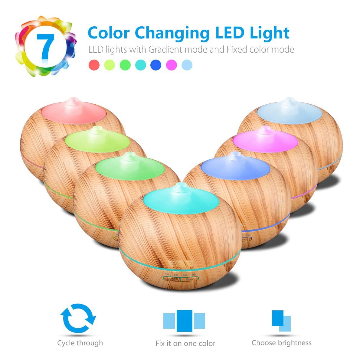 HomeAura Aroma Diffuser — 400ml, 7 Light Modes