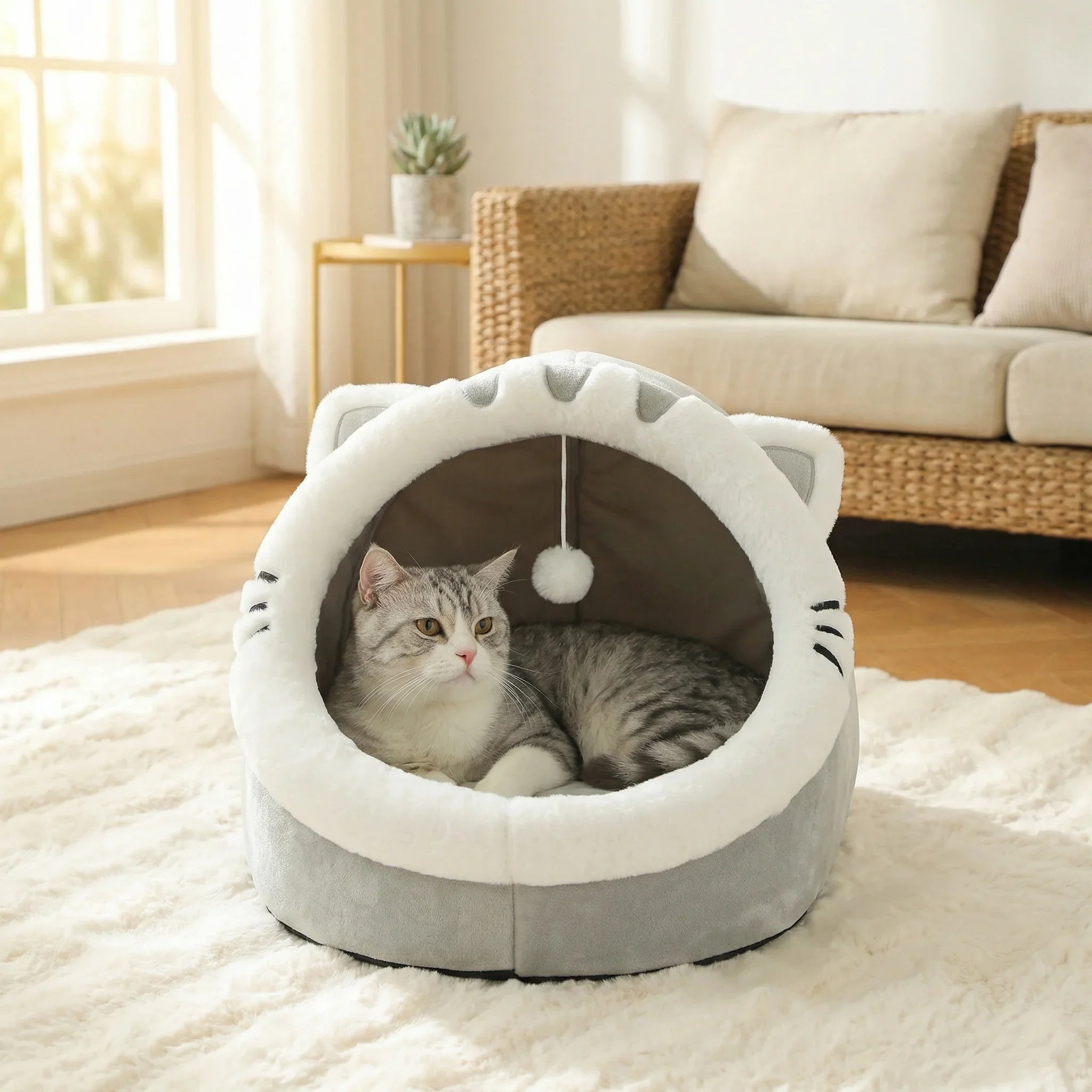 HomeAura Cozy Cave Cat Bed